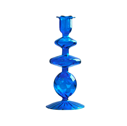 Decorative Colorful Glass Candle Holder S/1