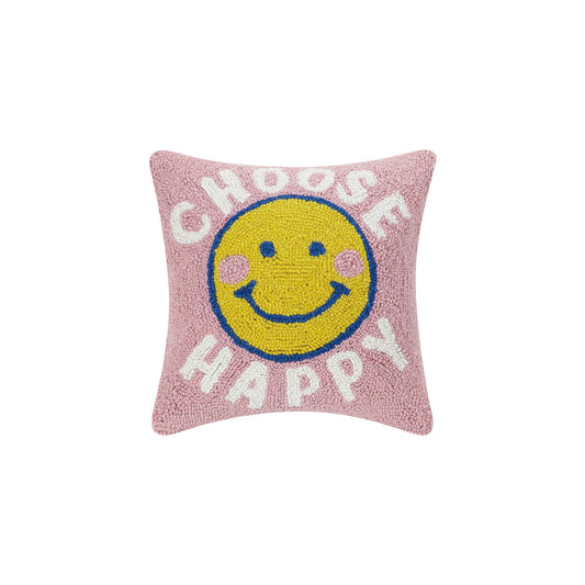 Choose Happy Hook Pillow