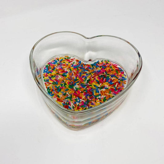 Sprinkle Glass Heart Candy Dish Catchall