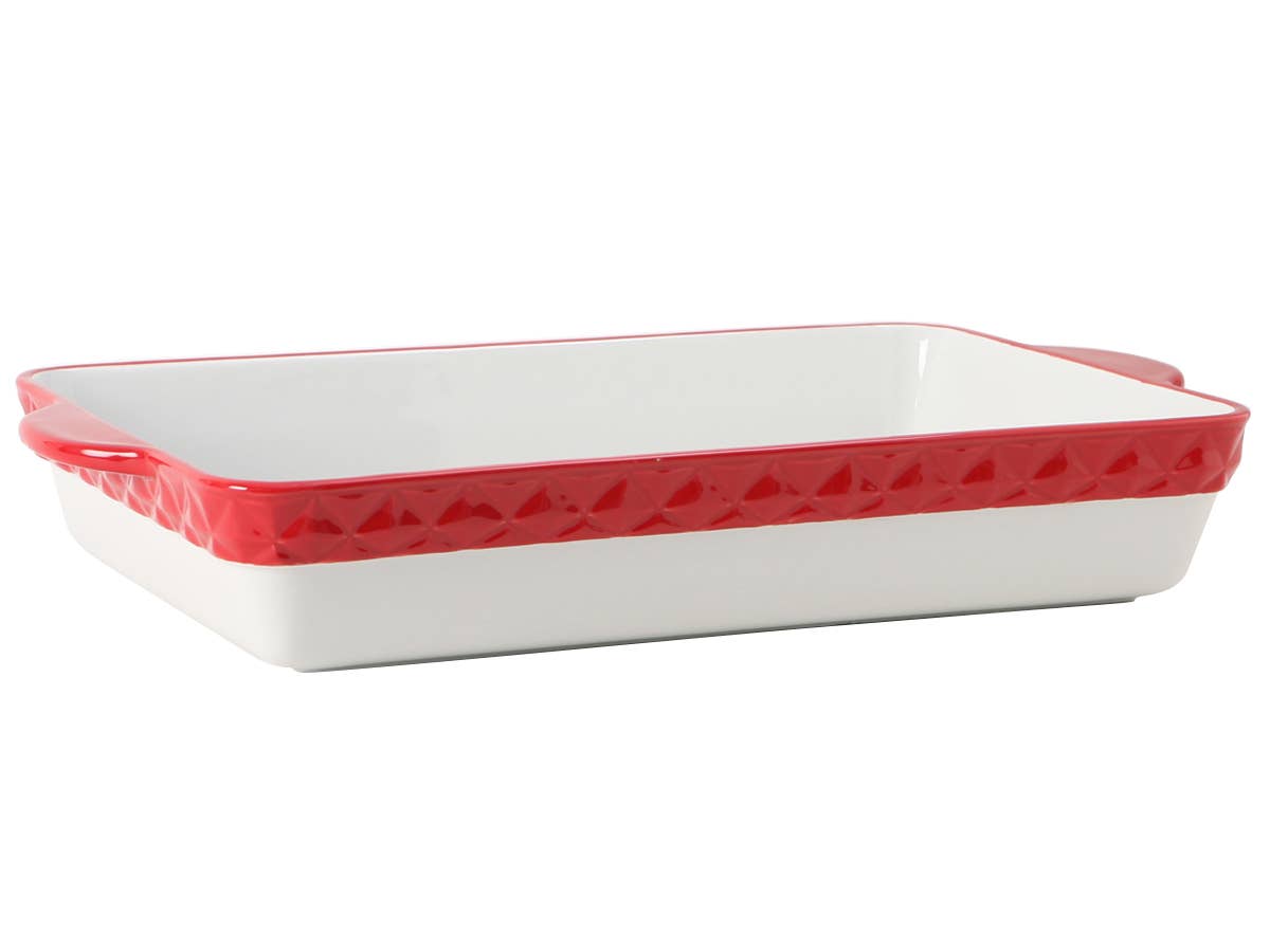 Red and White - Duratux 6.25-Quart Rectangular Casserole Dish