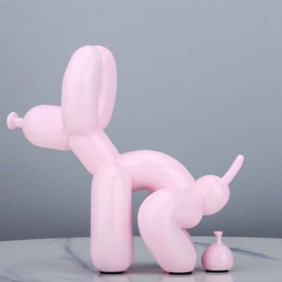 Lt. Pink Poop Balloon Dog Statue