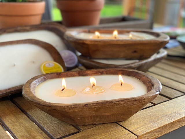 Petite Carved Bowl Scented Hand Poured Candle - Approx 9 In