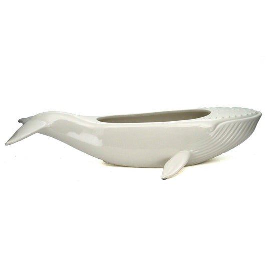 Ceramic White Humpback Whale Planter Vase