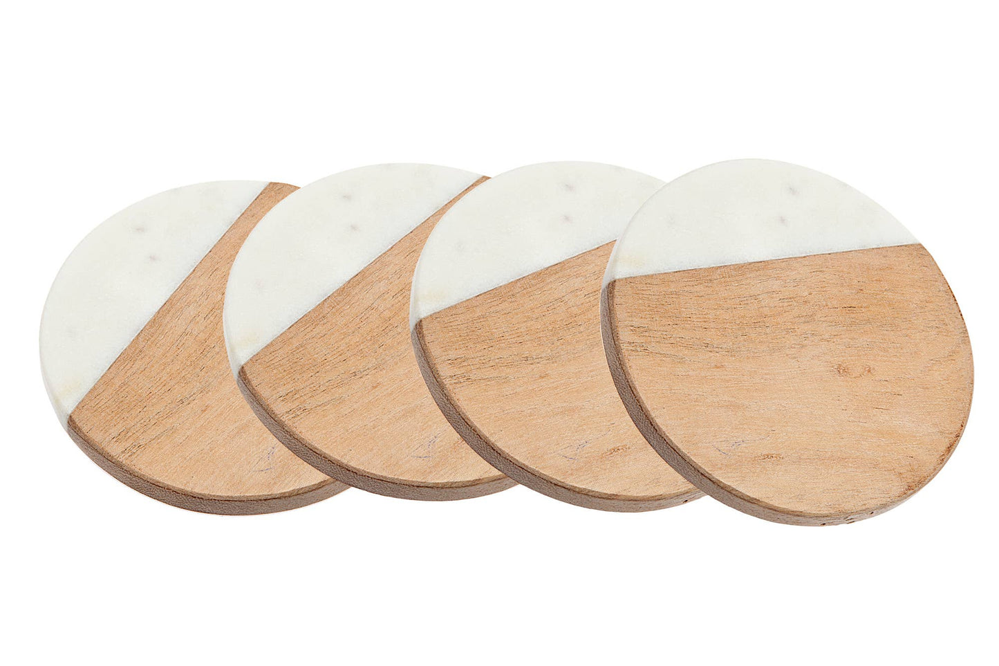 Wood/Marble Set of Four Coasters