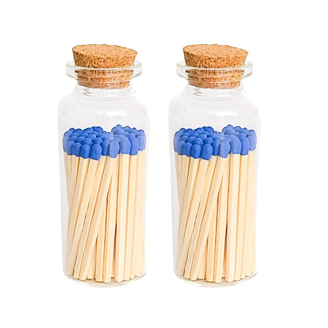 Royal Blue Matches in Medium Corked Vial