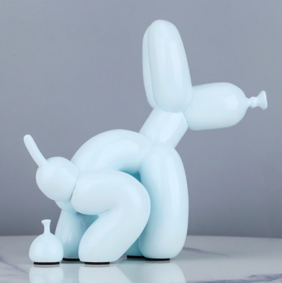 Lt. Blue Poop Balloon Dog Statue