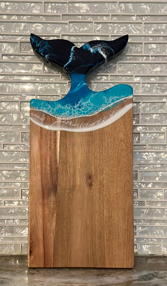 Whale Tail cheese board Acacia Wood