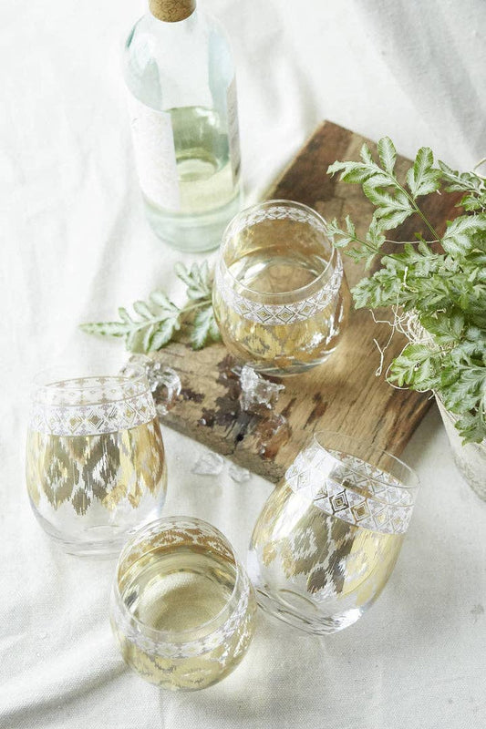 Patina Vie White Twist Stemless Wine Glass