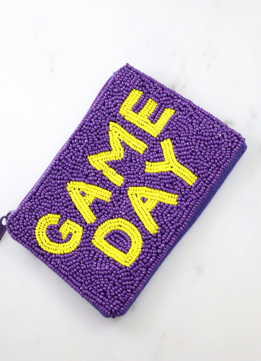 Game Day Beaded Coin Pouch PURPLE