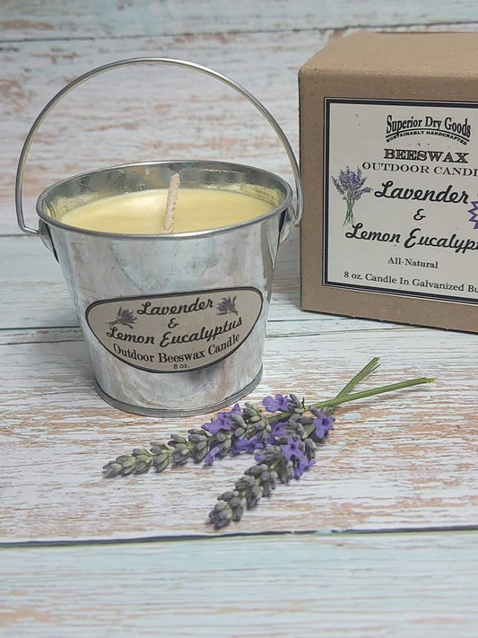 Beeswax Outdoor Candle w/Lavender & Lemon Eucalyptus