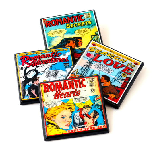 Vintage Romance Comic Book Drink Coasters