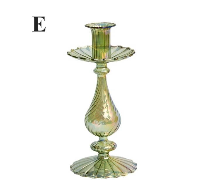 Northern European Style Glass Candle holder - Pine Green