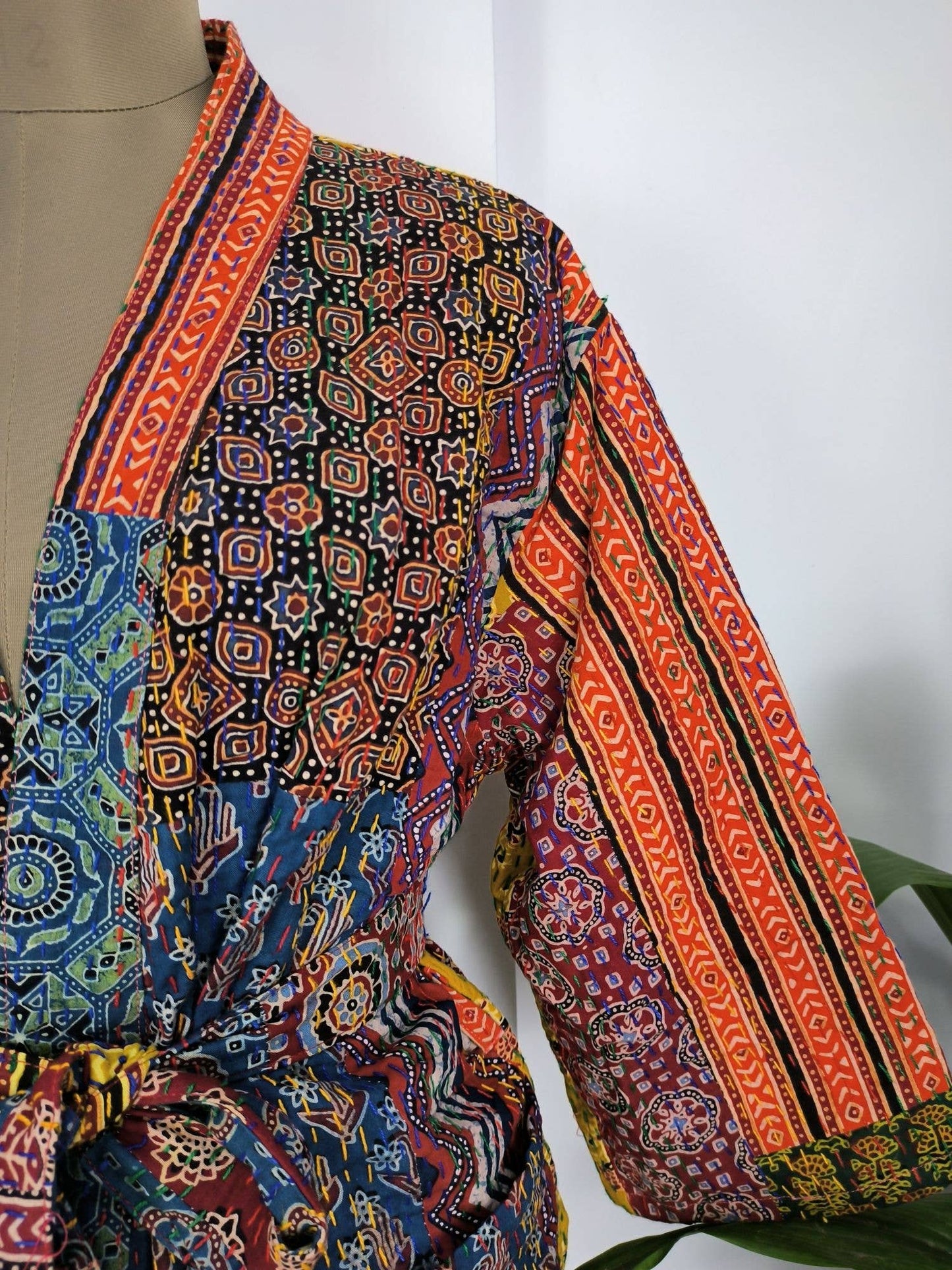 Kantha Pure Cotton Reversible Long Kimono Women Jacket