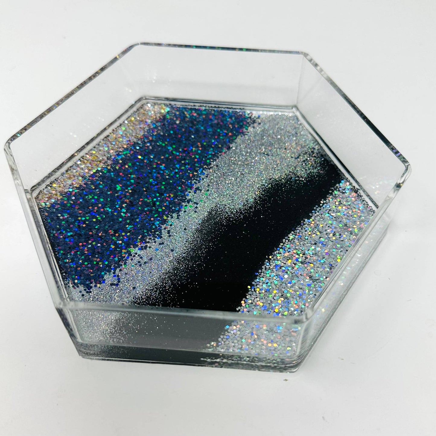 Beyond Gorgeous Glitter Hombre Hexagon Acrylic Tray Catchall