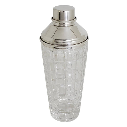 Corbell Silver - Hobnail Cut Glass Cocktail Shaker English Silver Plate