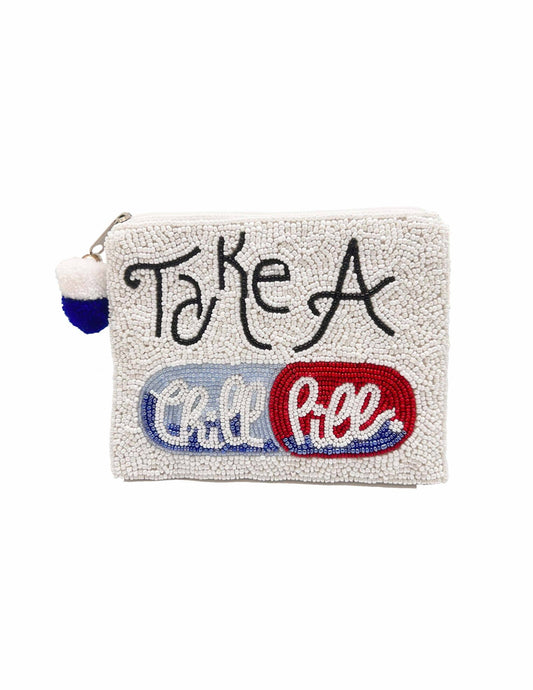 Take A Chill Pill Beaded Coin Purse