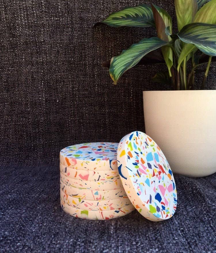 Rainbow Terrazzo Coasters Round/Circular, Carnival