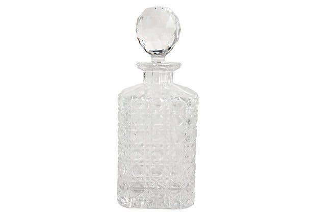 Corbell Silver - Decanter, Square, Diamond Cut (Cut Crystal) Â  4'Wx7.5'H