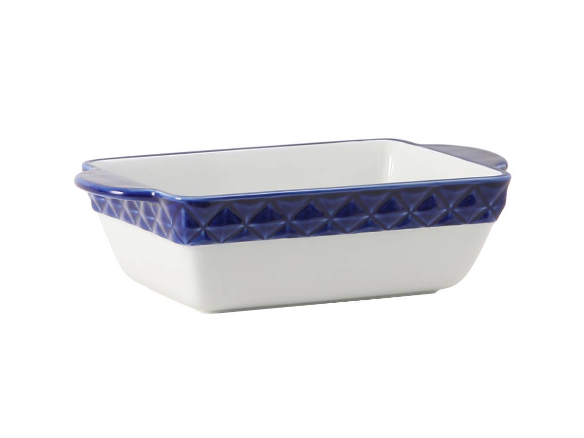 Blue and White Duratux 1.5 Quart Rectangular Casserole Dish