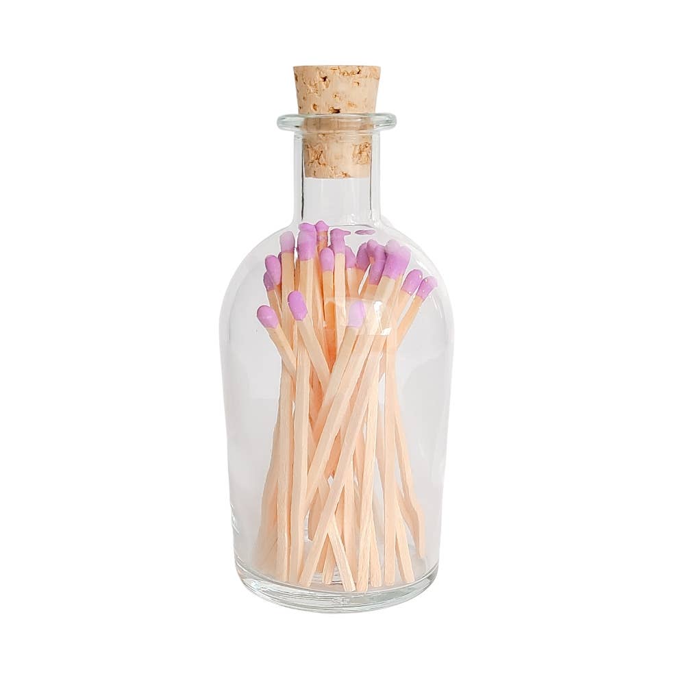 Lilac Long Tip Matches in Large Apothecary Jar