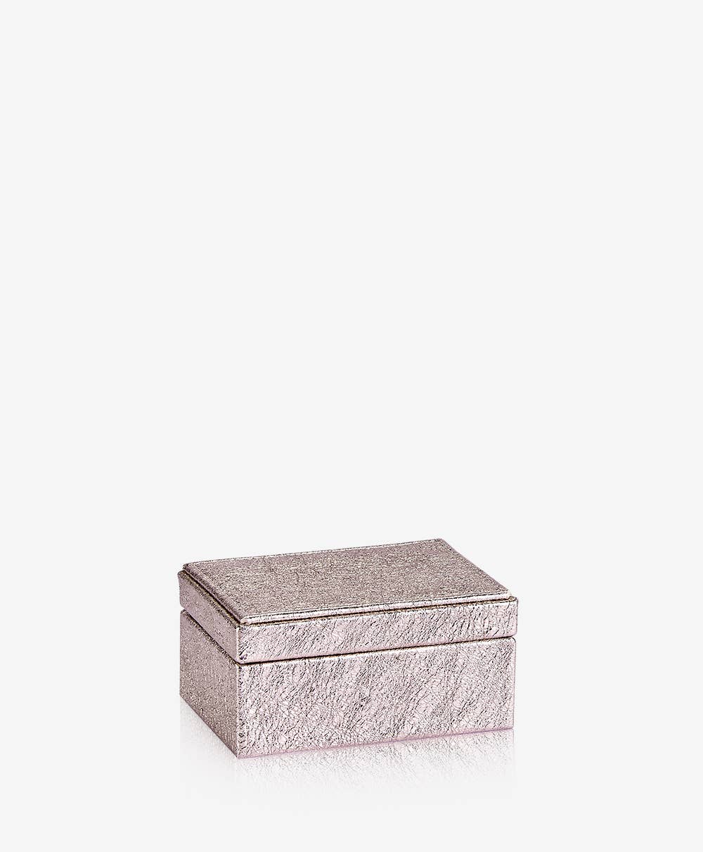 Small Box in Rose Gold Crackle Metallic Leather