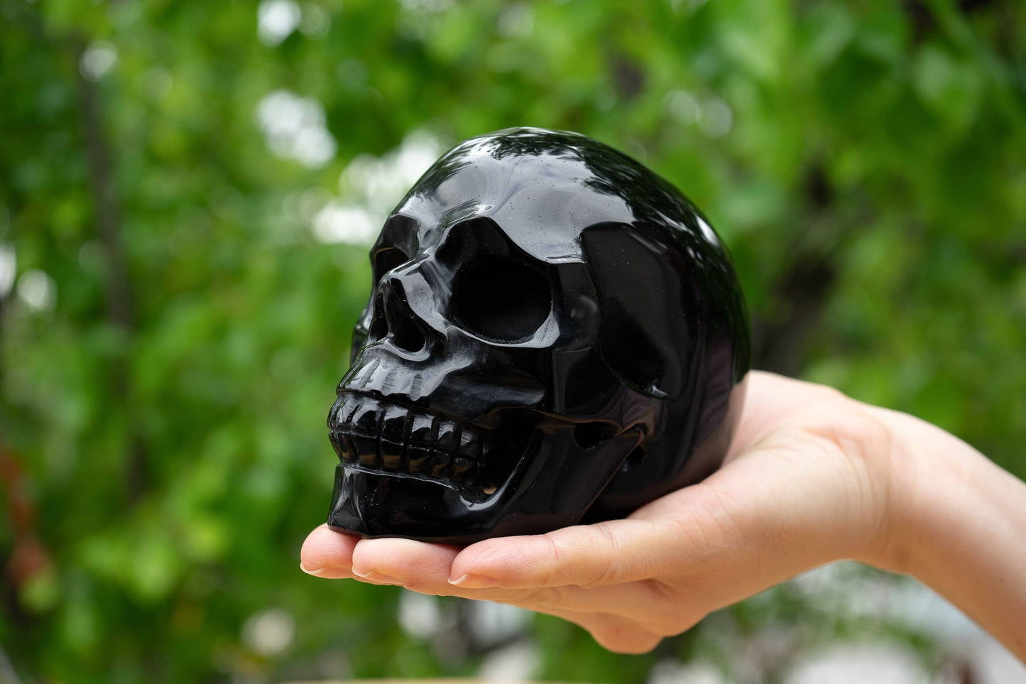 Black Obsidian Crystal Skull - Hand Carved Large 4.5"