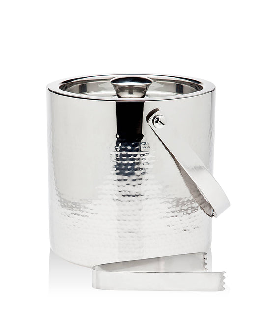 Stainless Steel Hammered Double Wall Ice Bucket with Tong