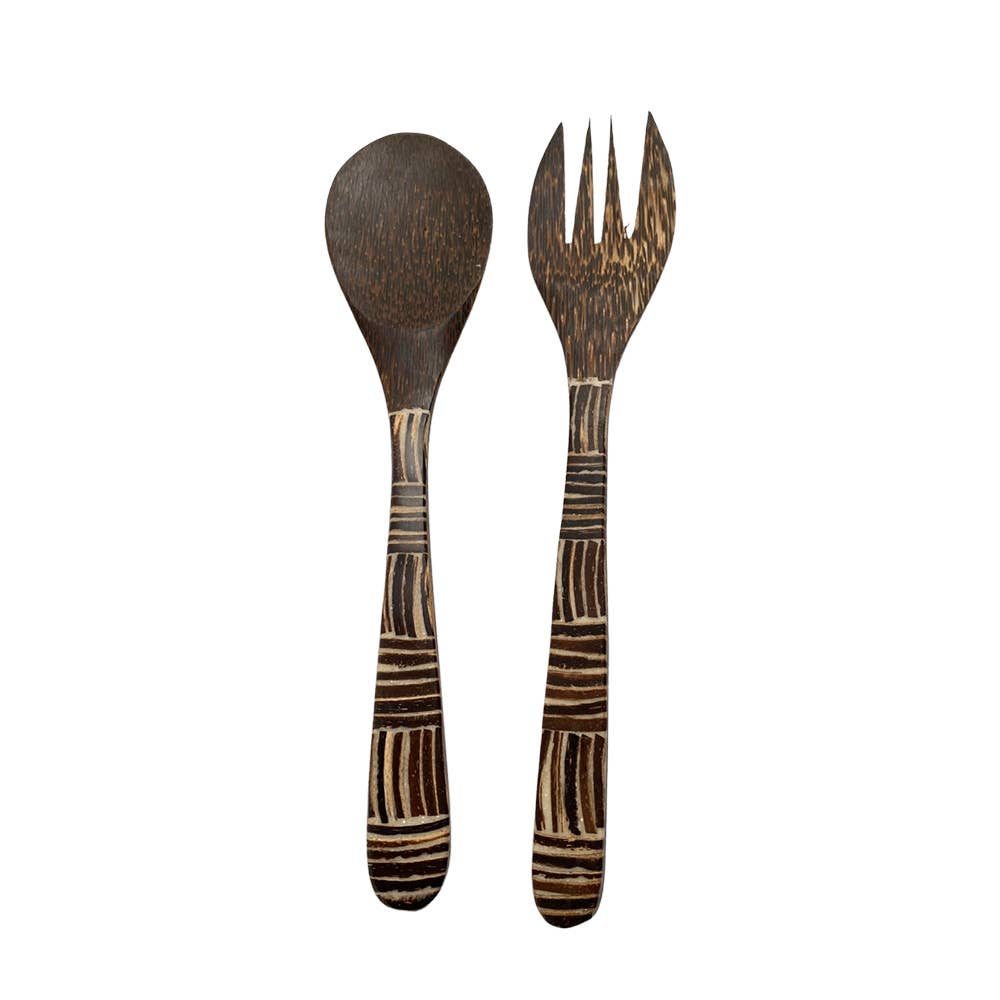 Salad Servers, Coconut Wood, 30x7cm