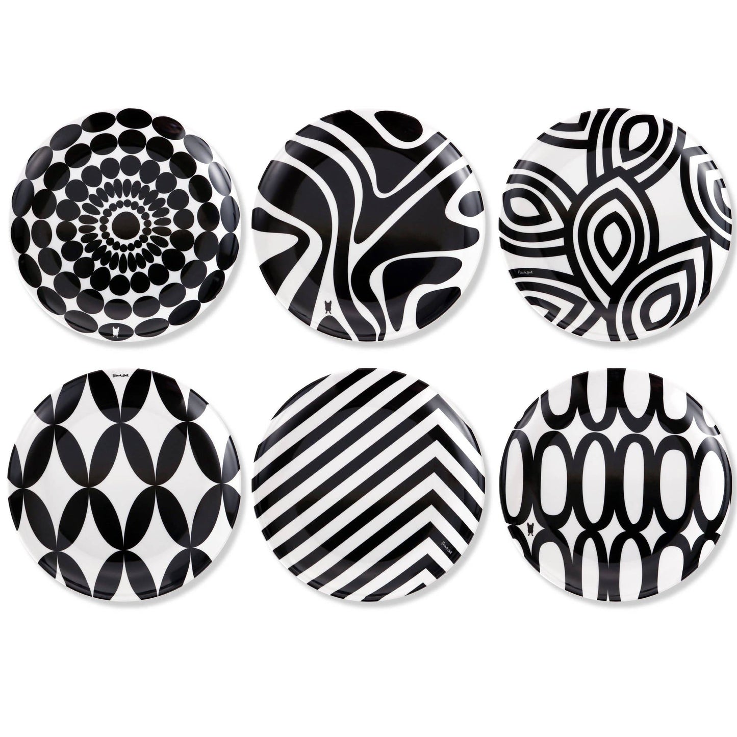 Black and White 6.5" Appetizer Plate - Set of 6