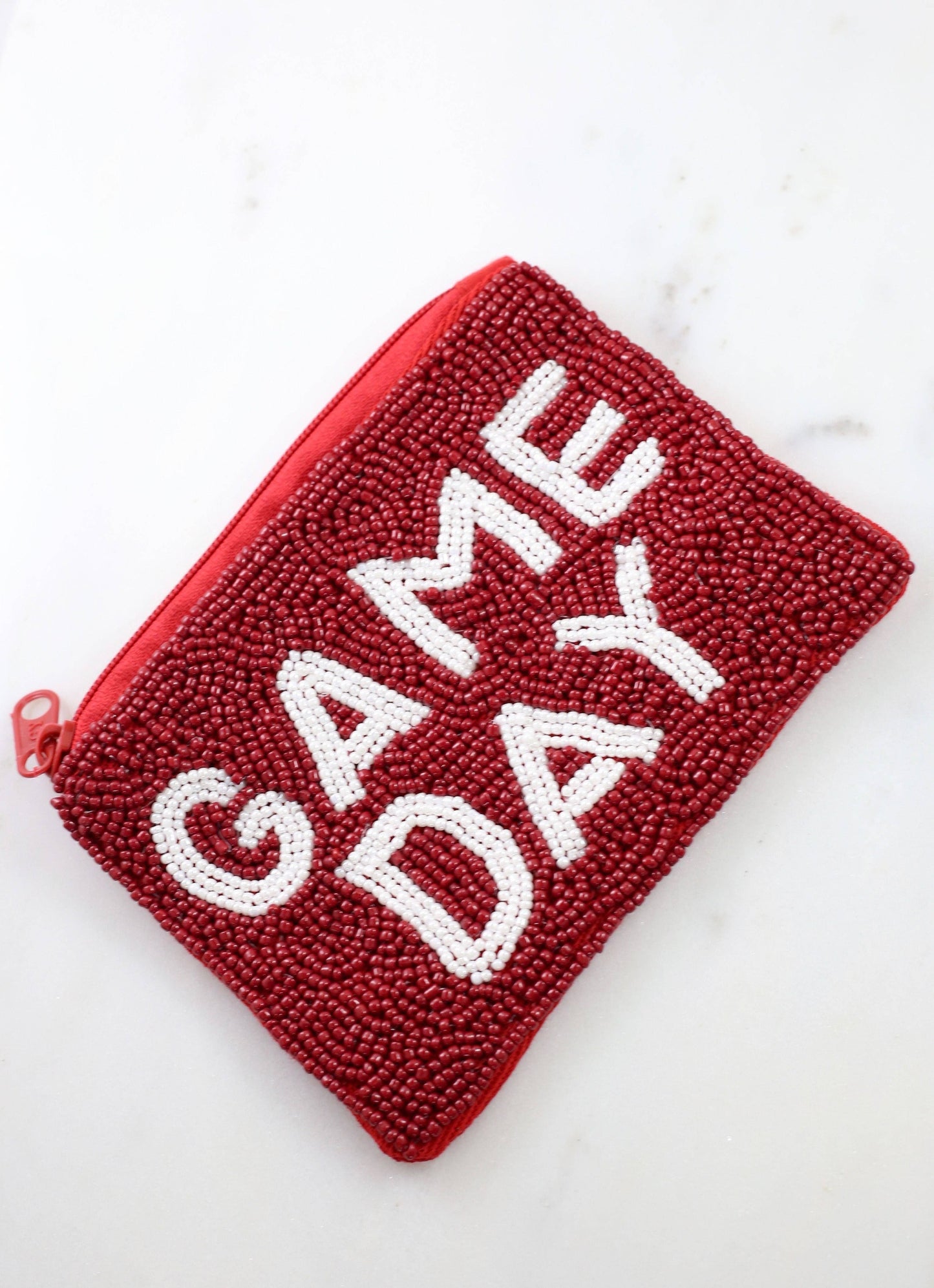 Game Day Beaded Coin Pouch CRIMSON