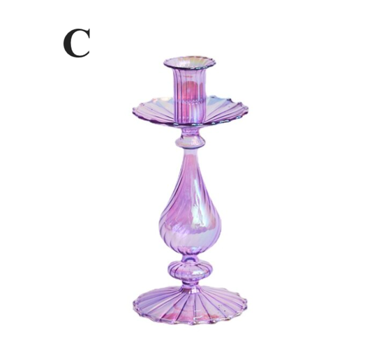 Northern European Style Glass Candle holder - Rainbow Lilac