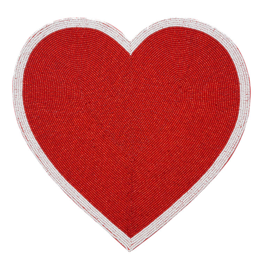 Beaded Red Heart Placemat