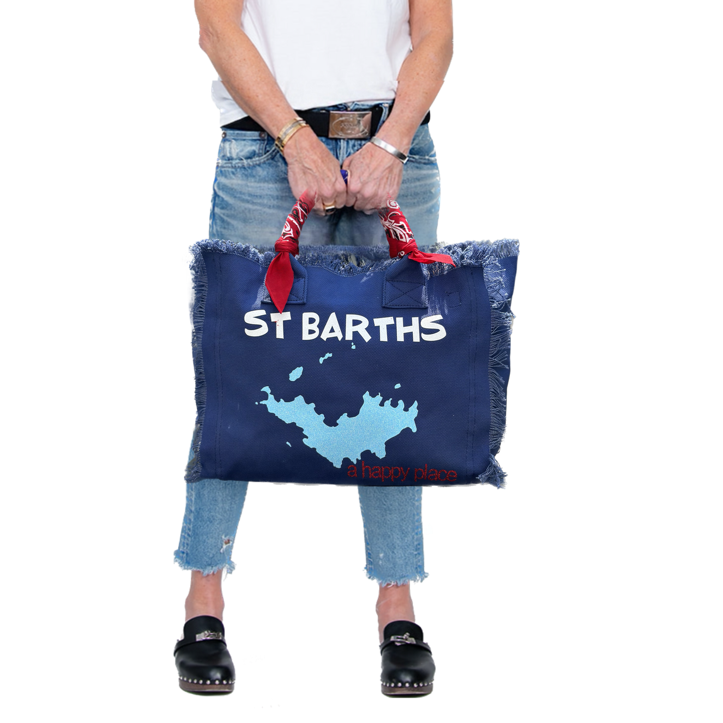 St Barths Glitter Canvas Tote Bag