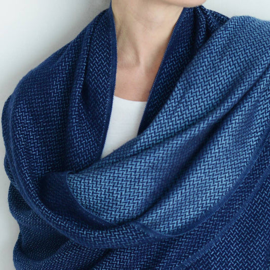 Navy and Kingfisher Blue Cashmere Scarf