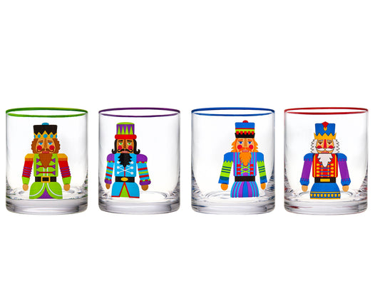 Set of Four Nutcracker Drinking Glass - Holiday - Christmas