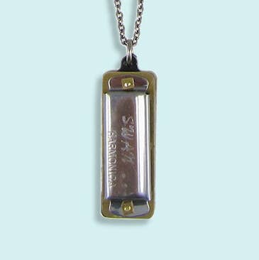 Silver Harmonica Necklace