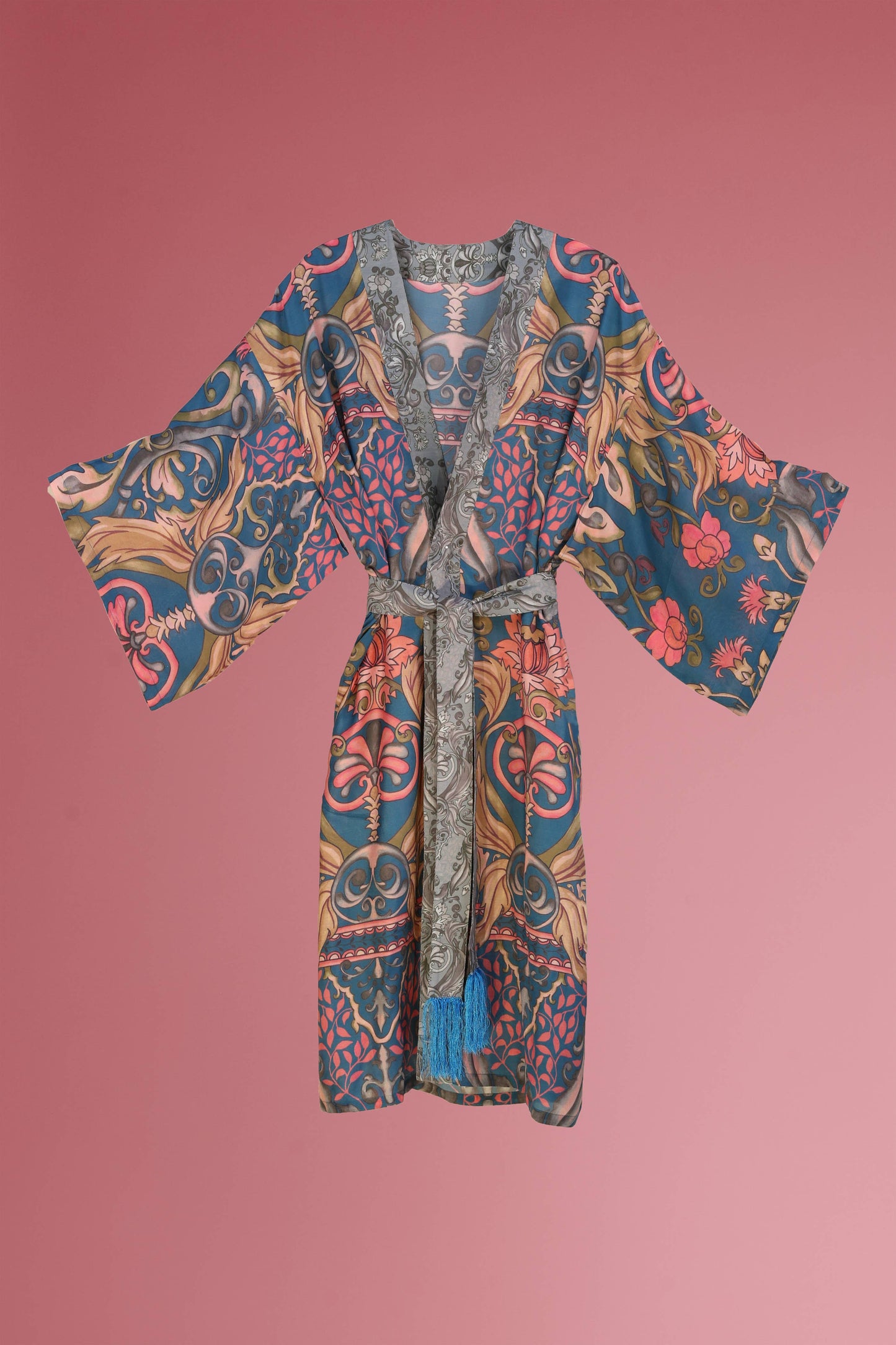 Decorative Damask Kimono Gown