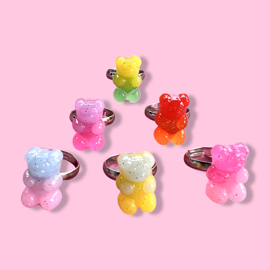 Pop Cutie Colorful Gummy Bear Kids Rings