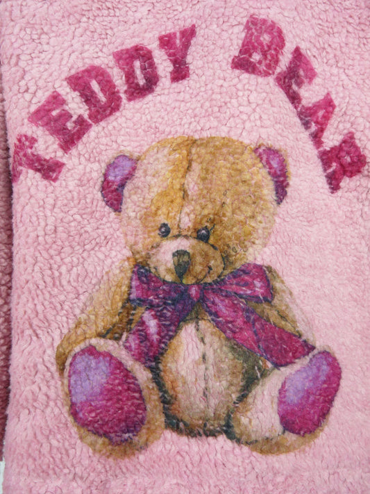 TEDDY BEAR PLUSH WINTER COAT WITH TEDDY BEAR PRINT: Rose