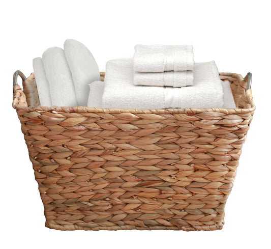 Hyacinth Wicker Large Square Laundry Basket with Handles