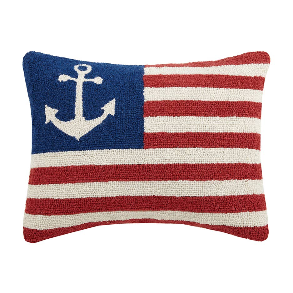 Anchor USA American Flag Hook Pillow