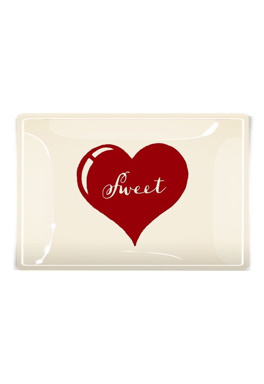 Sweet Heart Decoupage Glass Tray: 4"X 6"