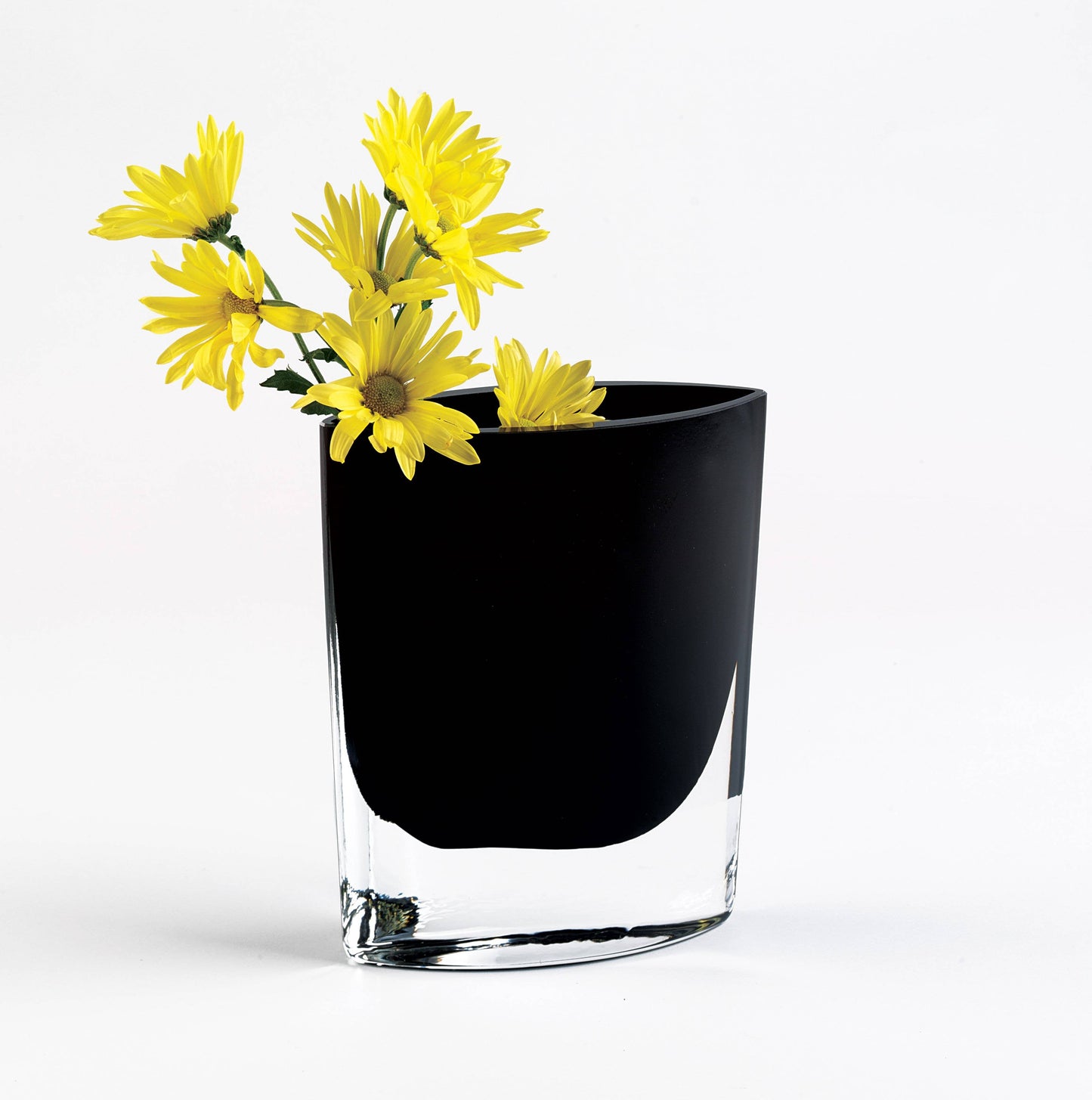 Samantha Lead Free Crystal 8" Jet Black Pocket Shaped Vase