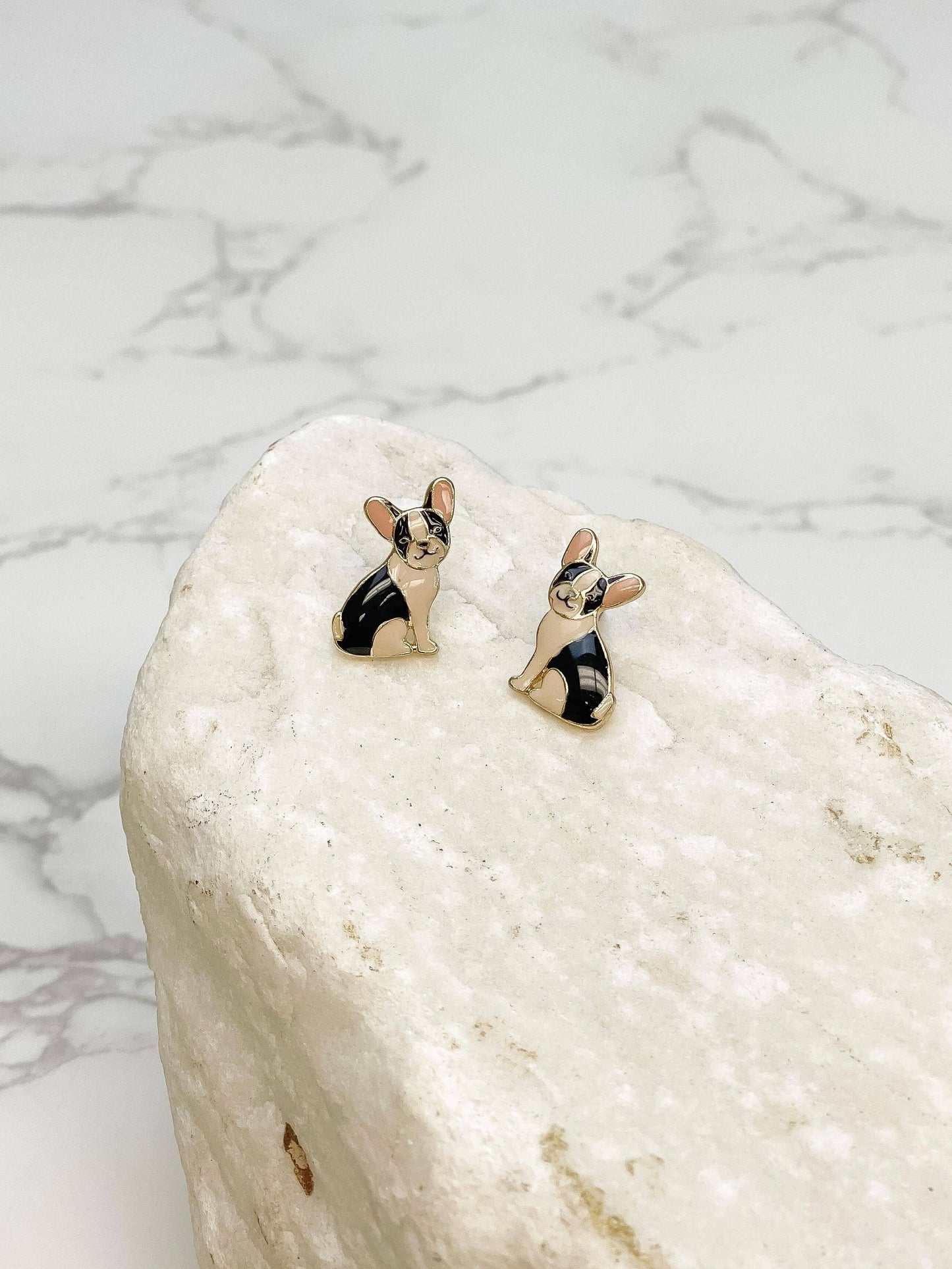 French Bulldog Enamel Stud Earrings