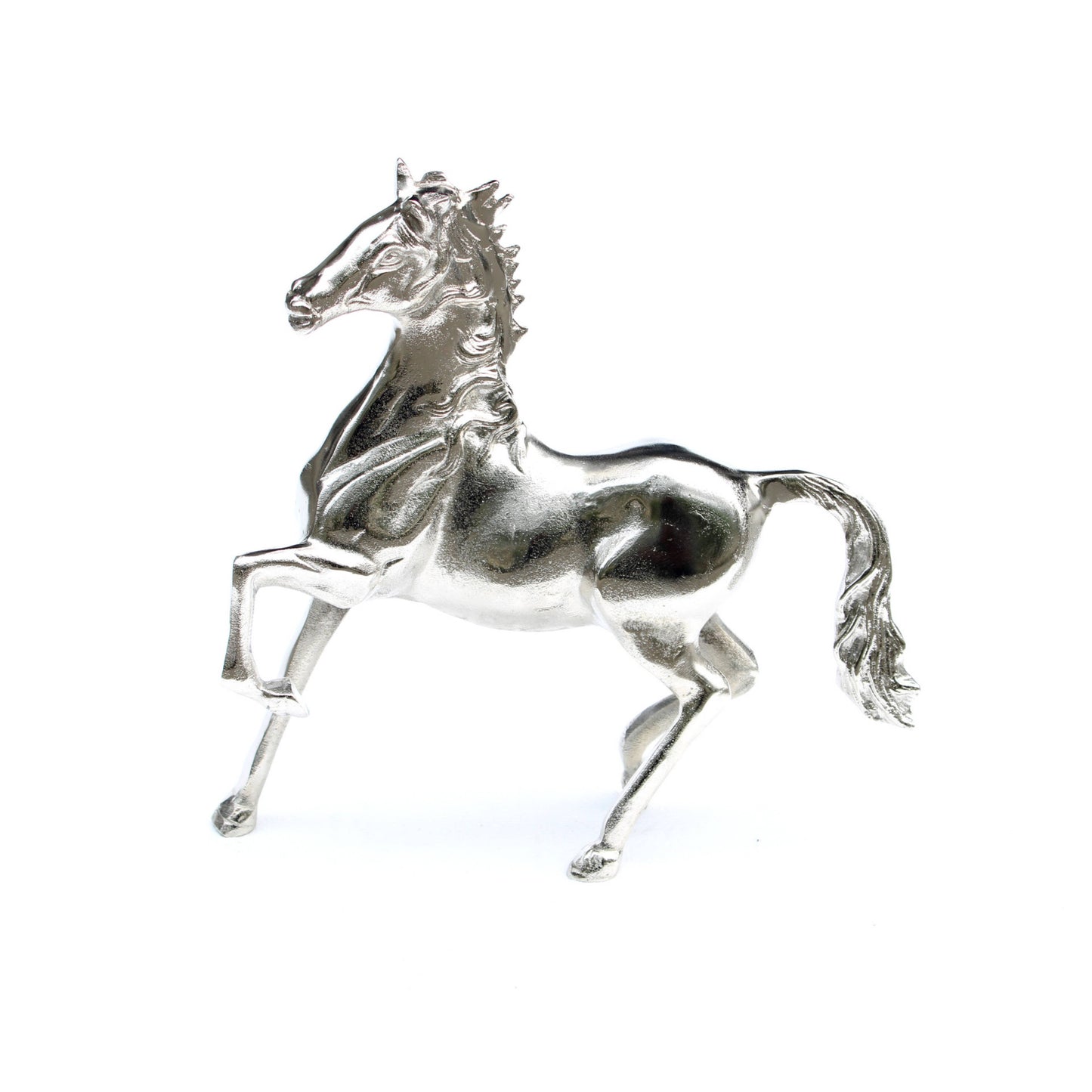 Cast Aluminum Mustang Statue in Polished Nickel Finish