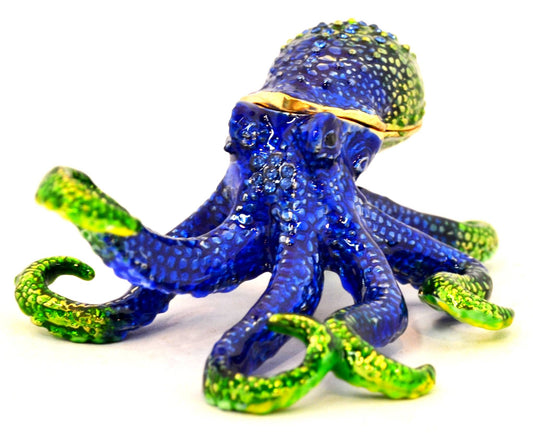 Blue Octopus Trinket Box. Hand Carfted with Swarovski: One Size