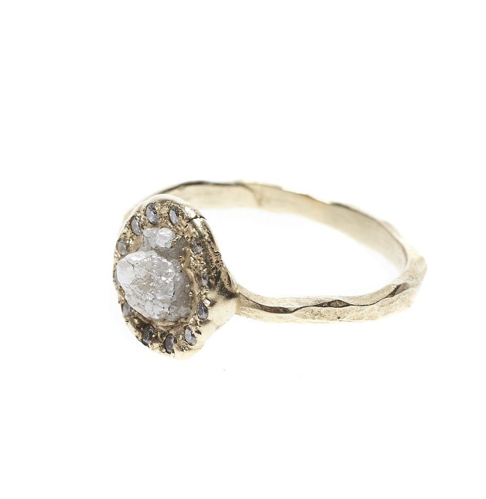 Rough Diamond Halo Ring