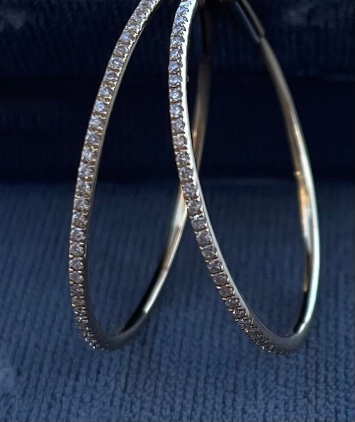 Diamond Round Prong Hoop Earrings (Pair)