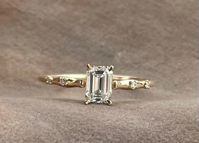 Emerald Cut Solitaire Diamond ring (one of a kind)