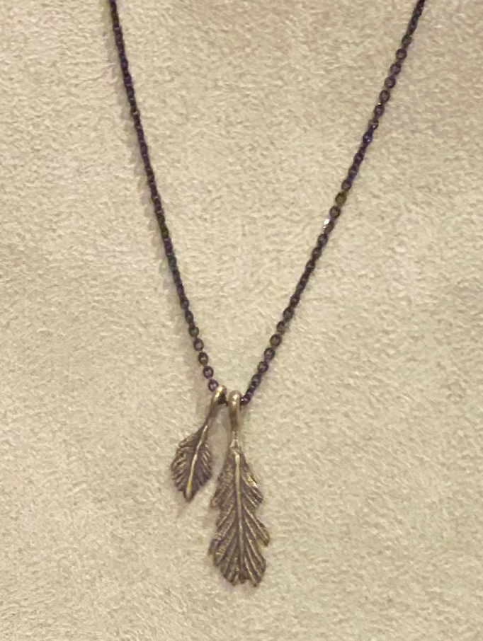 Double Feather Pendant Necklace